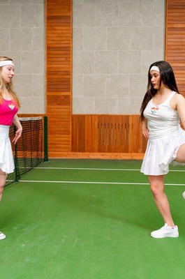 Amelia Ost, Alice Klay And Tanya Ray Ditch Their Rackets And Lick Each Other On The Court - 01