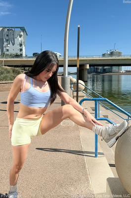 Bella Flashes Her Tits In Public Around A Sunny Waterfront - 05