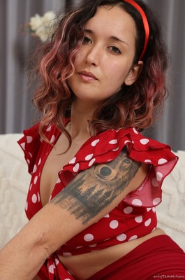 Kora Peels The Polka Wrap After The Red Mini - 03