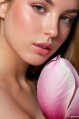 Magnolia - AI Beauty Posing Nude With A Giant Flower - 12